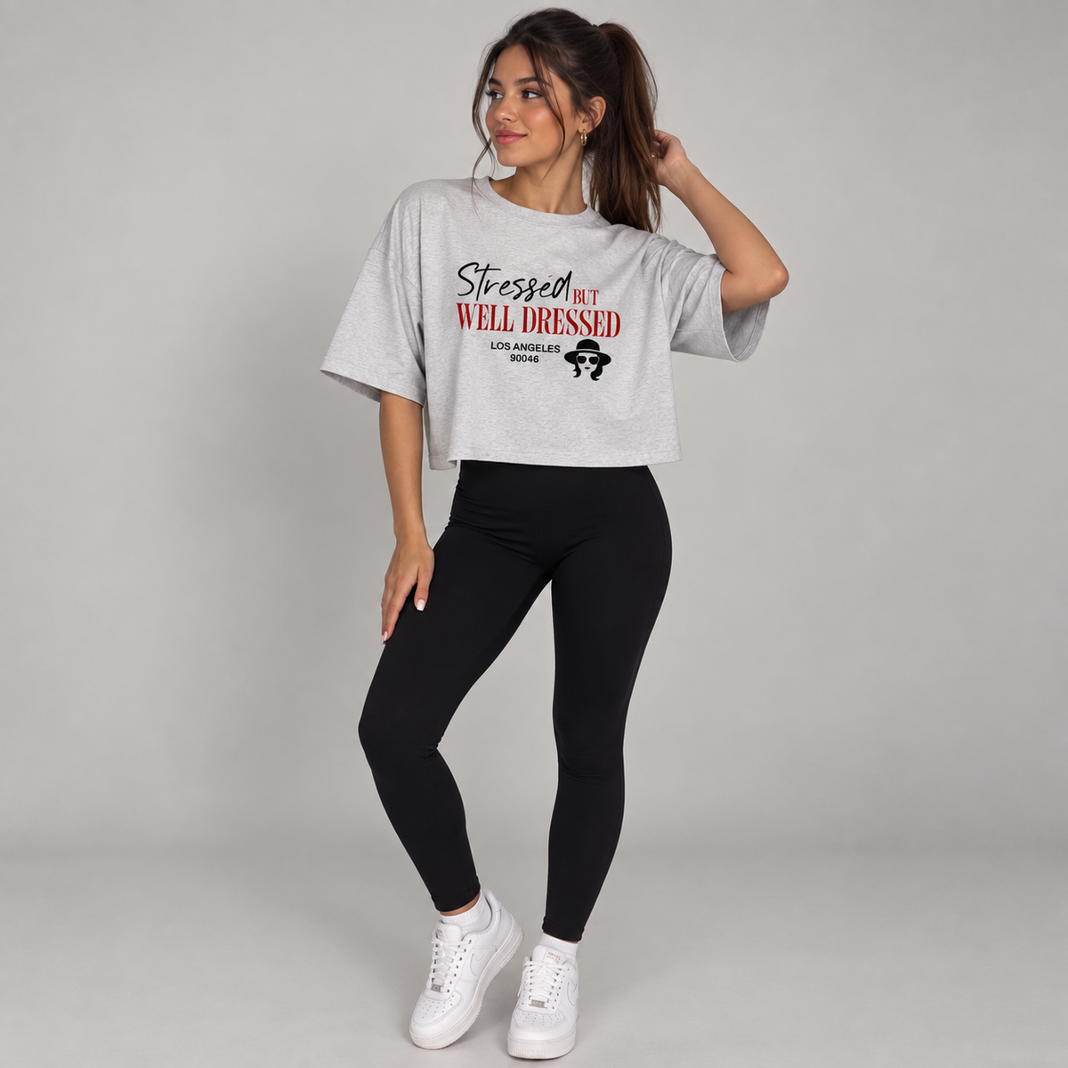 Stressed but well Dressed dye cropped tee